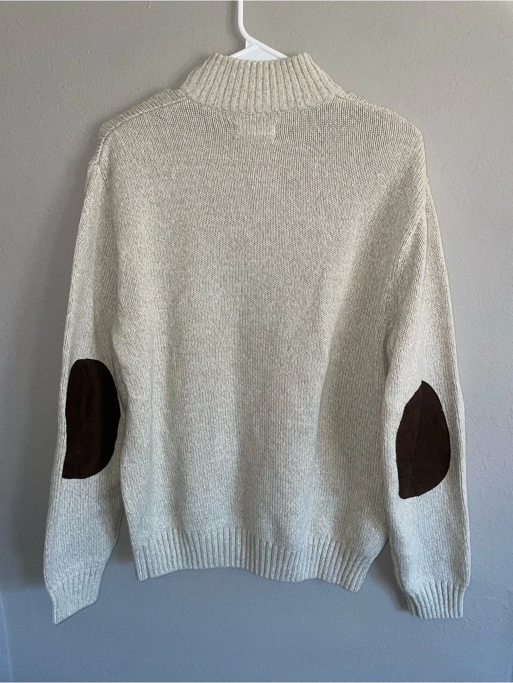 Chaps Men's Cream Knit Crewneck Button Pullover